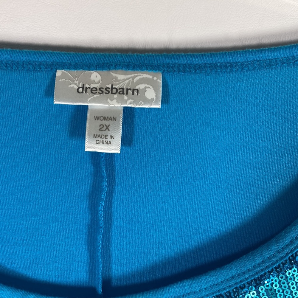 Dressbarn Short Sleeve Pullover Embellished Front Top Size 2X - Picture 5 of 10
